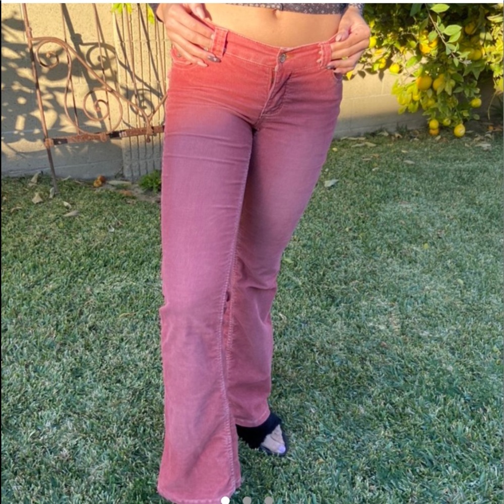 pink corduroy bell bottom pants